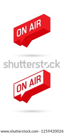 On Air sign, emblem, logo. Live stream symbol. Speech bubble. Vector illustration.