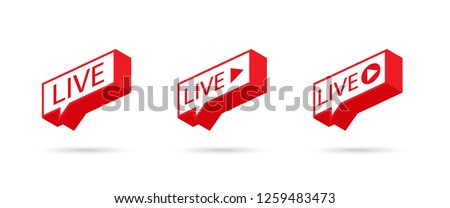 LIVE icon, button, symbol, web, ui, app. Social media icon LIVE streaming. Speech bubble. Vector illustration.