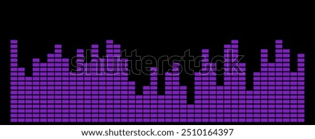 Abstract purple audio equalizer display on a black background, representing sound waves or music visualizer