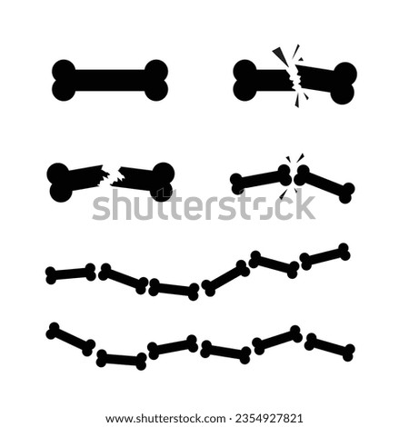 set of bone icons, illustrations of animal bones, meat bones