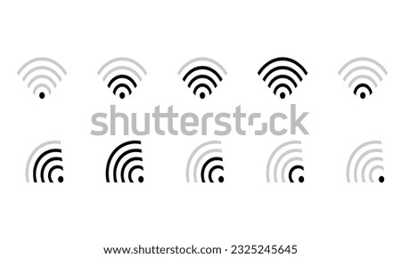 one set of wifi sign icon. Wireless internet connection sign. No Wifi sign. No wireless wi-fi network. Lock wifi signal icon vector. Security wifi icon. One of set web icons. Replaceable vector.