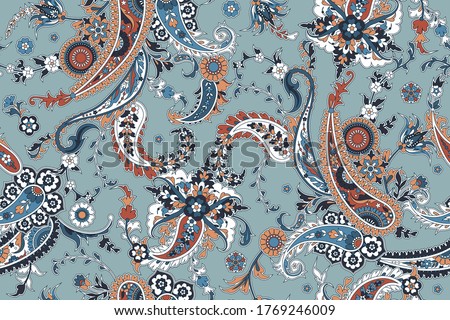 Seamless trendy background with paisley in Indian style
