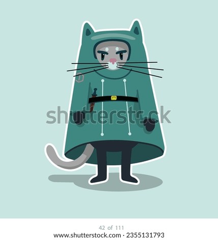 Cartoon stylized cat character. Set of 111 units. Number 42. 2d animation, printing, pets, stickers, digital art. Conceptual toys.