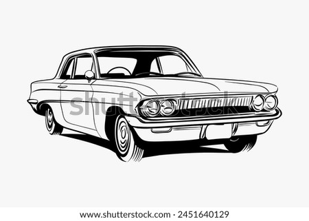 Hand drawn car outline vector image. Vehicle art.
