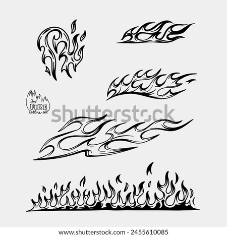 Outline Flame Set Hand Drawn Vector Image