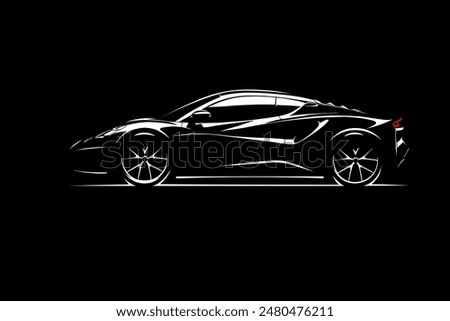 Hand drawn car outline vector image. Vehicle art.