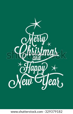 Merry Christmas And Happy New Year Greetings Postcard With Calligraphic ...