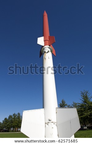 Red Rocket with booster engine at start position near Montreal, Canada.
