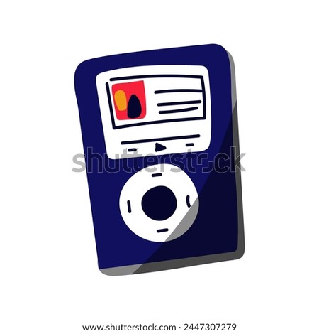 The music player is a classic flat vector illustration. A blue music player for listening to music. Isolated musical technique highlighted on a white background