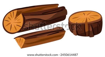 Vector illustration showing a set of several logs of firewood. Ideal for depicting simplicity and natural warmth, suitable for logos, icons or corporate identity related to timber warehouses, forestry