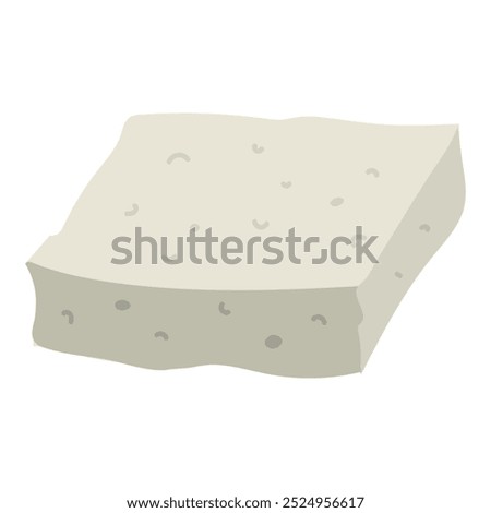 flat illustration is a single rectangular piece of feta cheese, highlighted in white. A large piece of pressed dairy product. White Greek curd cheese made from sheep's milk or milk beans