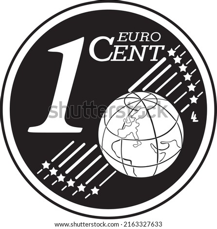 one cent euro coin logo handmade silhouette other side