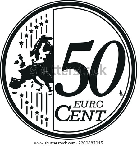 50 cent euro coin black design