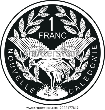 new caledonia coin one franc vector design handmade