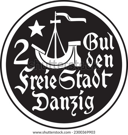 German Danzig Coin vector design handmade silhouette