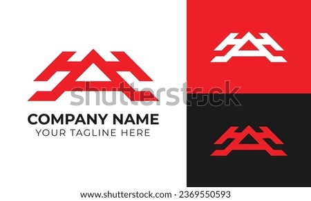 Creative modern minimal abstract monogram initial letter hah logo design template