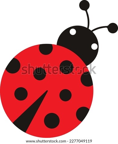 Ladybug or ladybird vector illustration, isolated on transparent background. Cute simple flat design of black and red lady beetle.