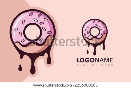 Melted doughnut cartoon icon illustration logo design for donuts shop
