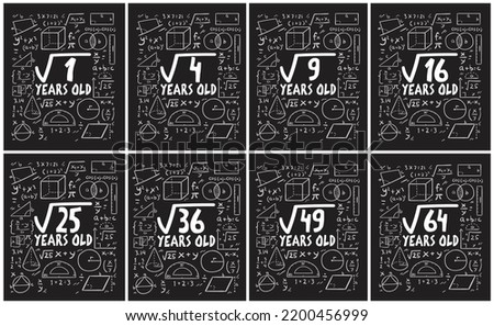Square Root 1 from 8 years Birthday T-Shirt Bundle