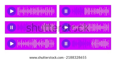 Paused and playing audio message. Set of voice messages icons with speech recorde and speaker