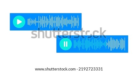 Paused and playing audio message. Voice messages icons with speech recorde and speaker