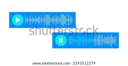 Paused and playing audio message. Voice messages icons with speech recorde and speaker