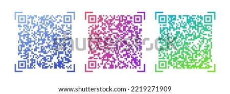 Set of QR codes. Sample vector gradient QR code for scanning isolated on white background