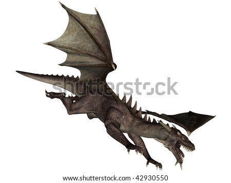 3d Rendered Flying Dragon Isolated On White Background Stock Photo ...