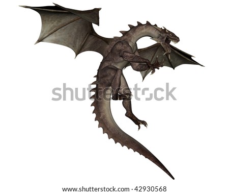 3d Rendered Flying Dragon Isolated On White Background Stock Photo ...