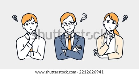Vector illustration material of a set of worried office workers