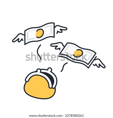 A simple vector icon illustration material in which money flies out of a coin purse