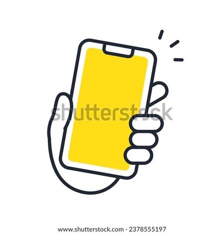 Simple vector icon illustration material of hand holding smartphone