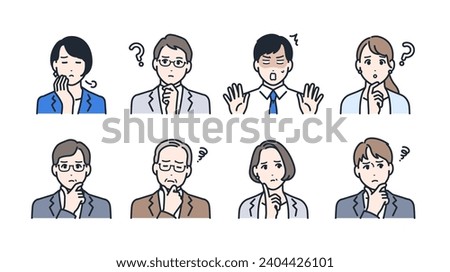 Color Icon Illustration Set of Business Person with Distressed Look