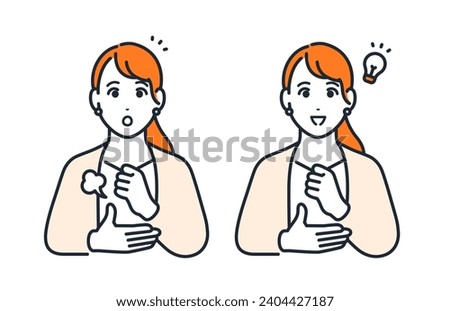 Simple vector illustration of a convinced young businesswoman.