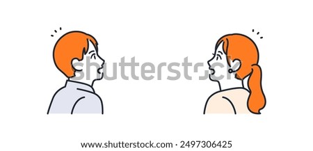 Simple vector illustration material of a young office worker who notices