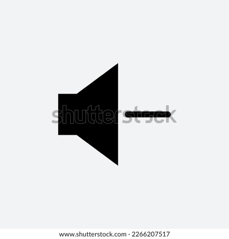 volume down icon. Sound volume down Vector illustration. Sign. Symbol. Button. Element. Silhouette. Logo. web. Isolated on white background.