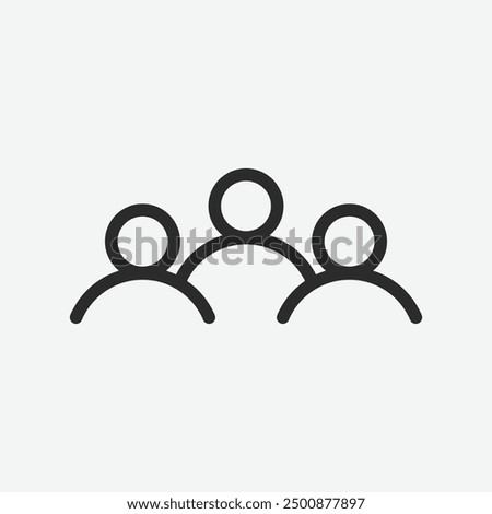 3 People icon. 3 People isolated on white background. 3 People vector illustration. Sign. Symbol. Button. Element. Silhouette. Logo. web