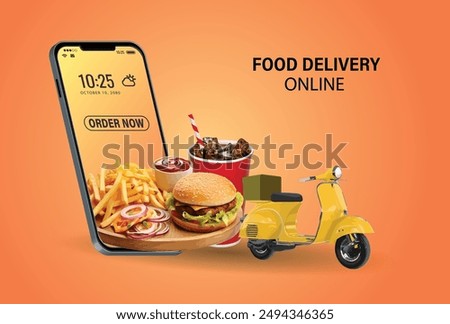 hamburgers french fries soft drink cans cola hot dogs 3d smart 3d going forward app kfc buy mc menu pack set fast food deliver rider order lunch phone shop online sale