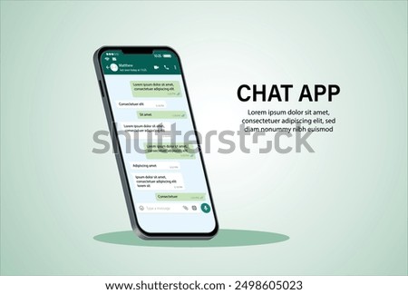 Mobile Chat App UI and UX Concept Vector Mockup in Minimalist Classic x Light Theme on Smart Phone Screen Isolated on White Background. Social Network Design Template
