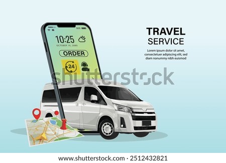 travel online logo icon mini bus van art design vector template