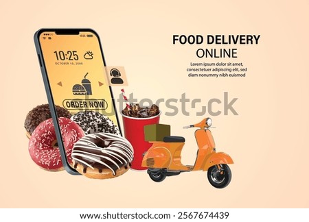 food donut donuts cola icon logo sign art app web box order social media share go grab fast smart phone design vector poster banner
