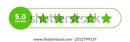 5 Star rating, customer review with green stars flat vector icons for apps and websites. set of stars isolated on white background. Star icon. Stars in modern simple flat style vector