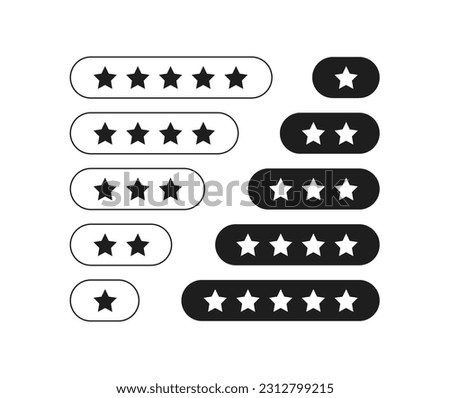 Product rating or customer review with black and white stars flat vector icons for apps and websites. set of stars isolated on white background. Star icon. Stars in modern simple flat style vector