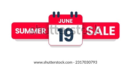 Summer sale June 19 banner template, Special offer 19th June. special discount offer. Sale promotion banner design with typography june nineteen isolated on white background. Vector illustration