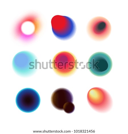 Vibrant colorful circles with blurred radiant gradients vector collection. Color vibrant bright spectrum, gradient colorful illustration