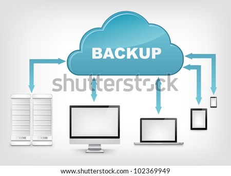 Cloud Service Concept Isolated on grey Gradient  Background. Vector Illustration EPS 10.