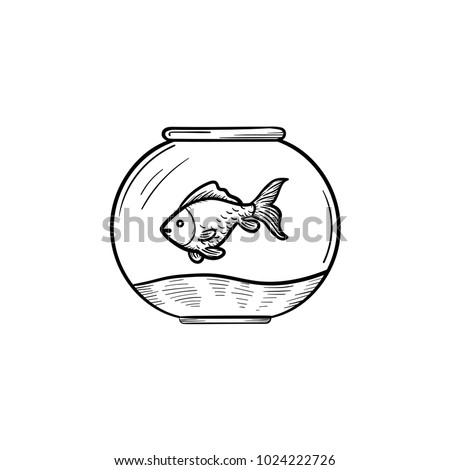 Vector hand drawn Fishbowl outline doodle icon. Fishbowl sketch illustration to print