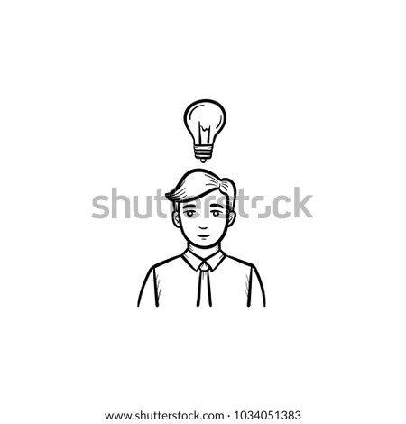 Young leader hand drawn outline doodle vector icon. A leader with a smart idea sketch illustration for print, web, mobile and infographics isolated on white background.