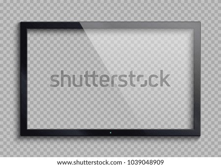 Empty tv frame with reflection and transparency screen isolated. Lcd monitor vector illustration. Lcd display screen, tv digital panel plasma