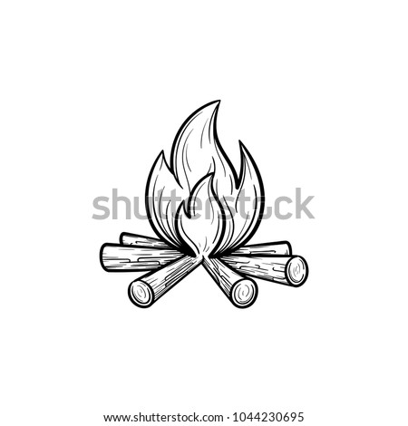 Campfire hand drawn outline doodle icon. Fireplace vector sketch illustration for print, web, mobile and infographics isolated on white background.